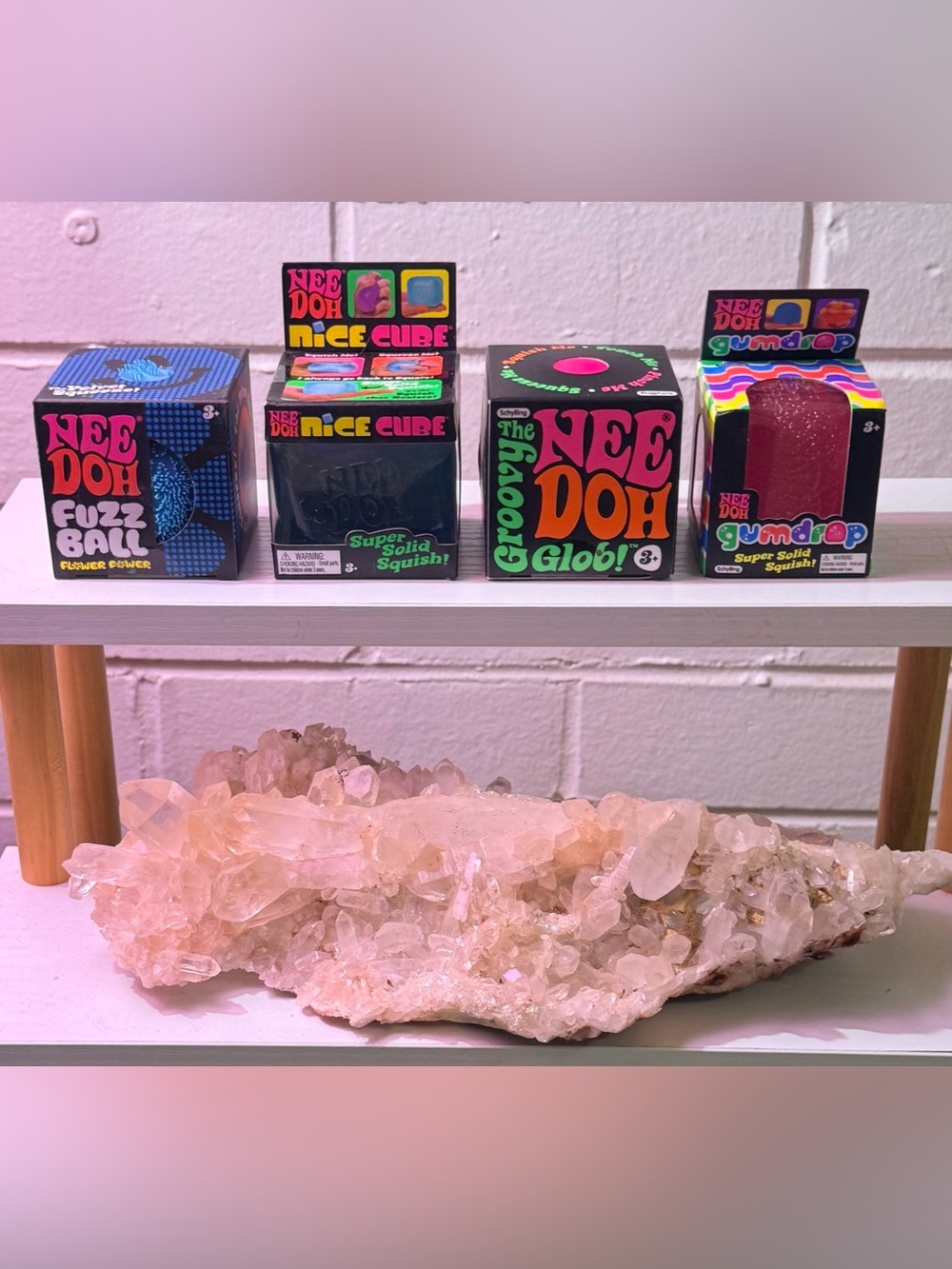 NeeDoh 4pc Sensory Bundle Nice Cube Gumdrop Fuzz Ball Groovy Glob